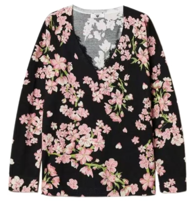 Shop Twinset Floral-print Sweater In Black