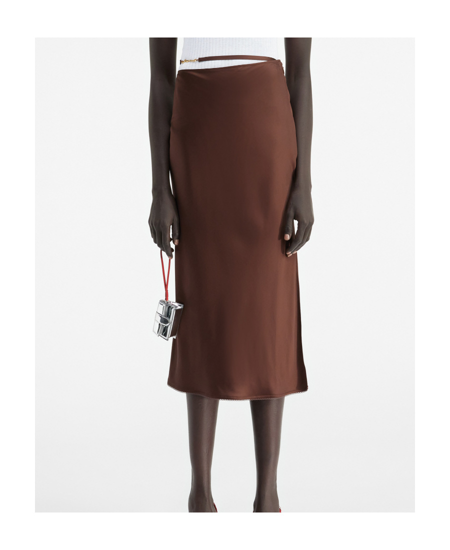 Jacquemus Logo-plaque Midi Skirt In Red
