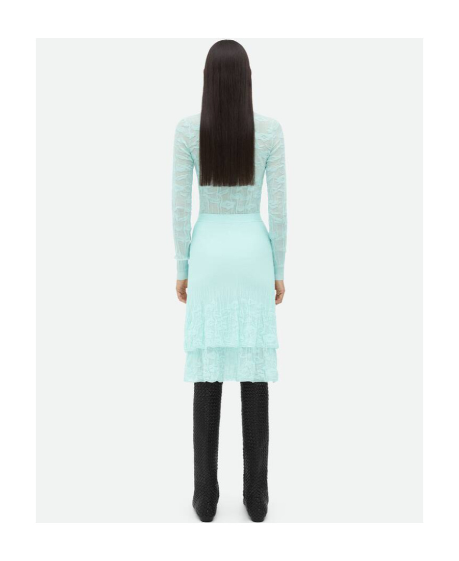 Bottega Veneta Double-layer Knitted Skirt In Blue