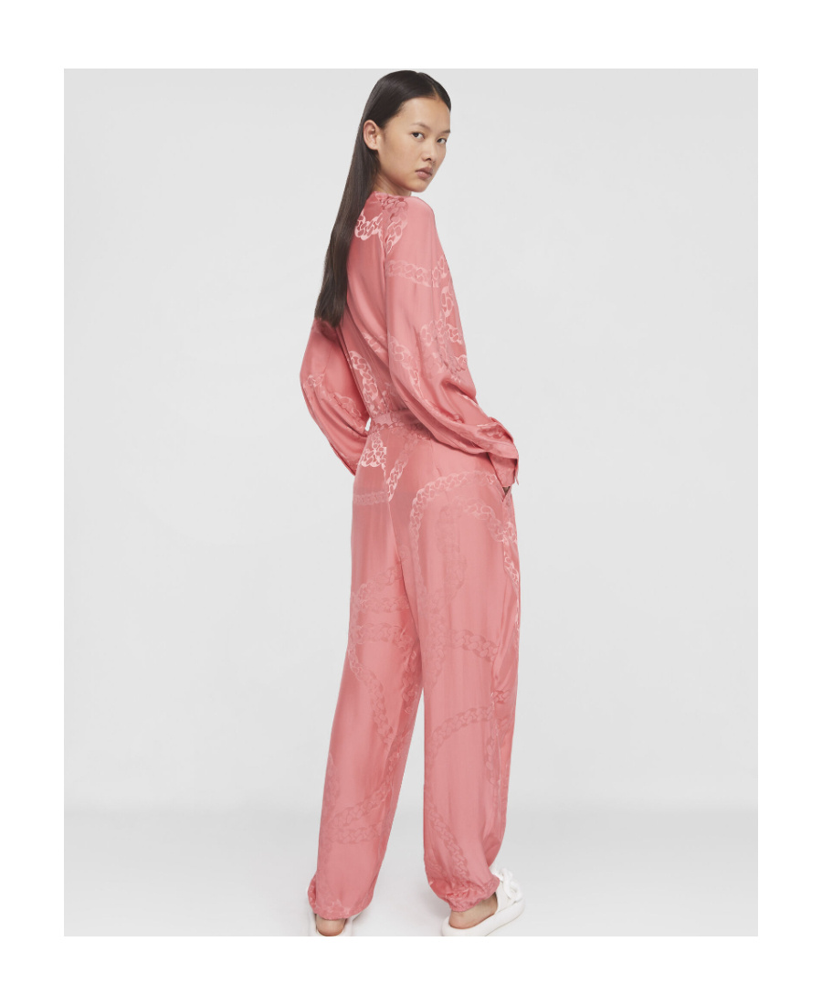 Stella Mccartney Pleated Jacquard Tapered-leg Pants In Pink