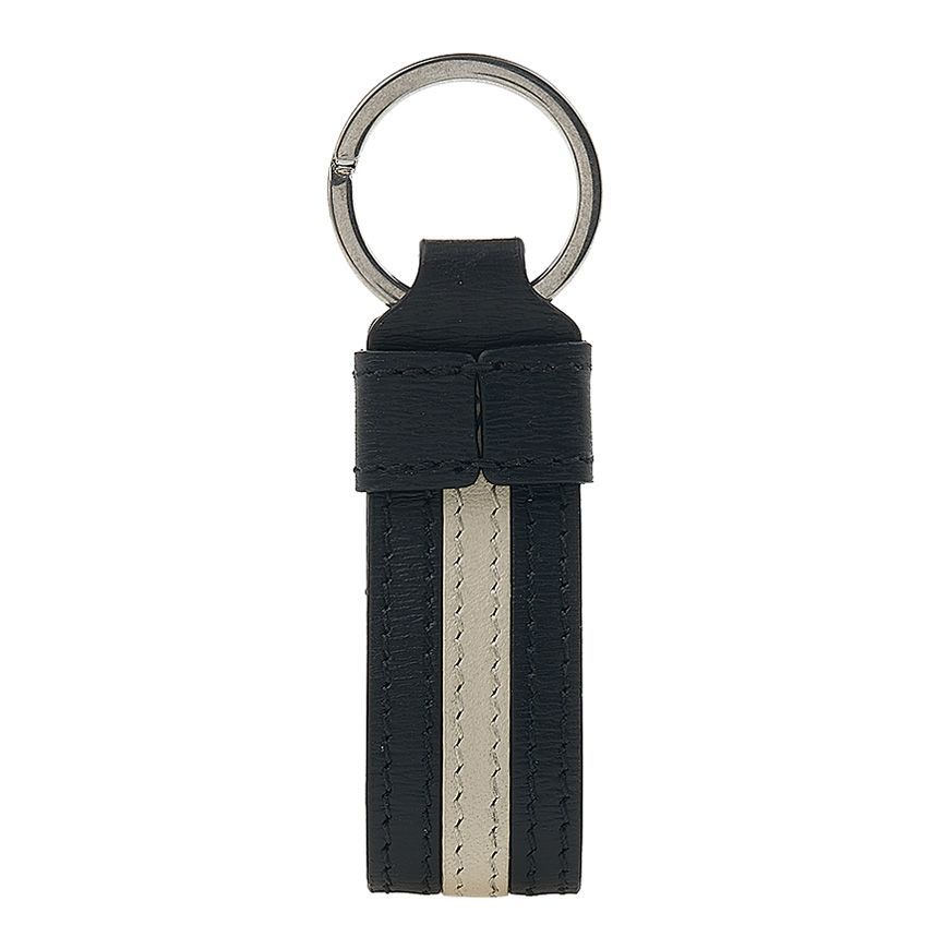 Bally Suture Detail Key Chain In Black