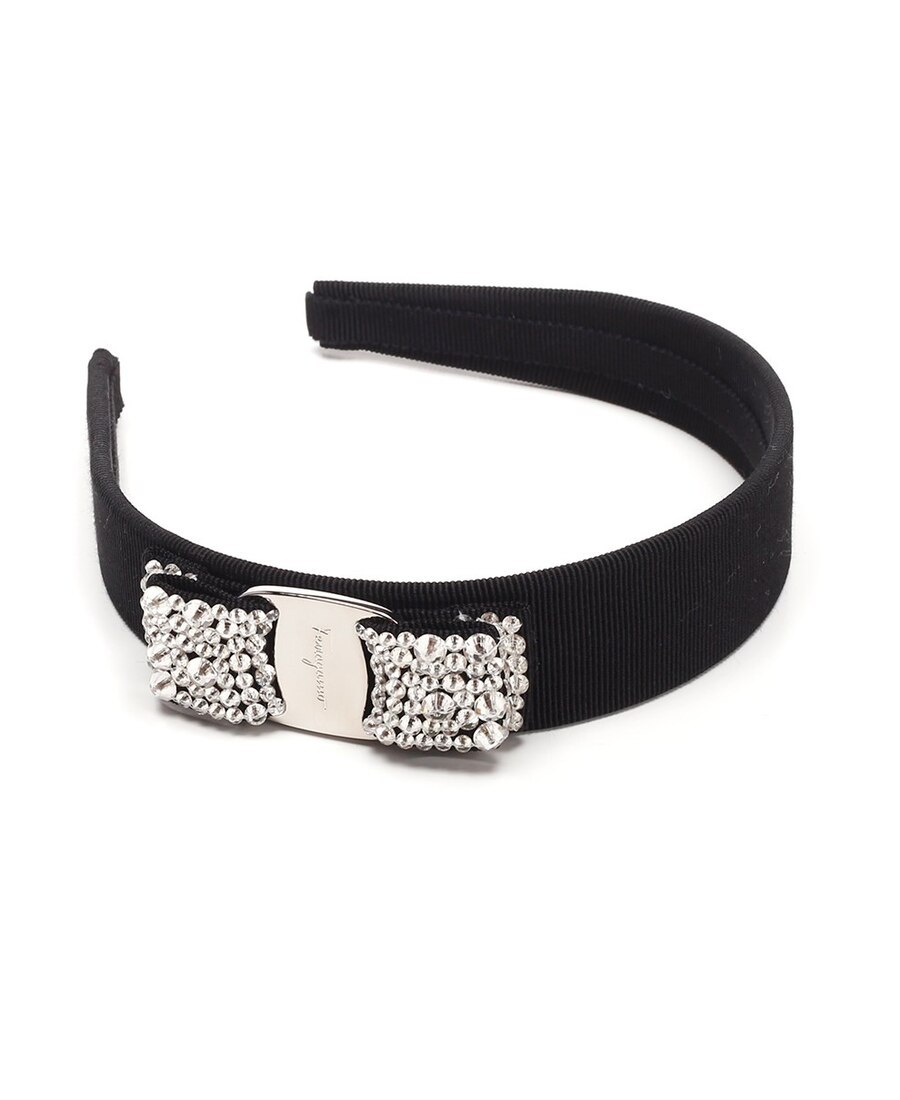 Ferragamo Embellished Vara Head Band In Black