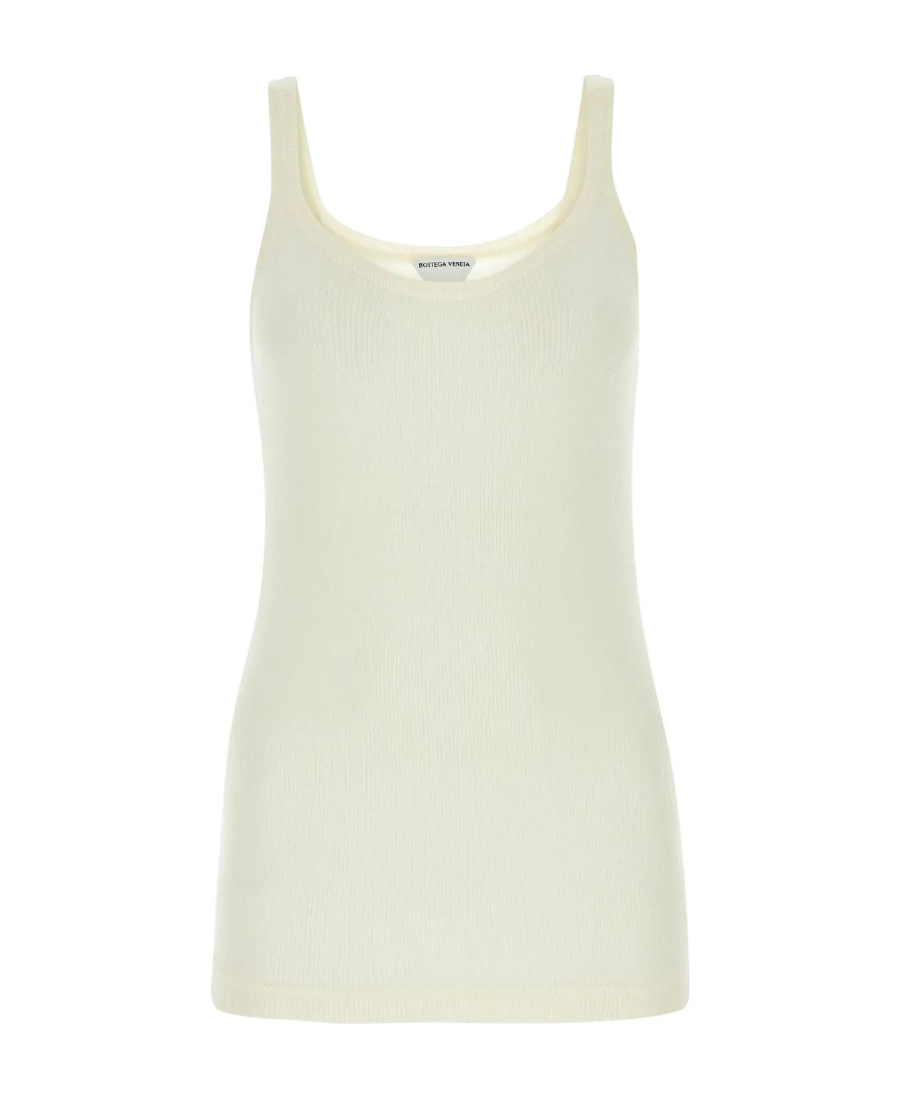 Bottega Veneta Ribbed Wool Sleeveless Top In White