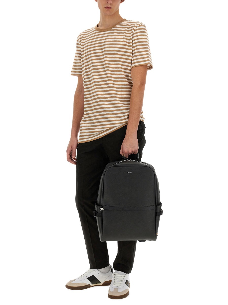 Hugo Boss Striped Crew Neck T-shirt In Multicolor