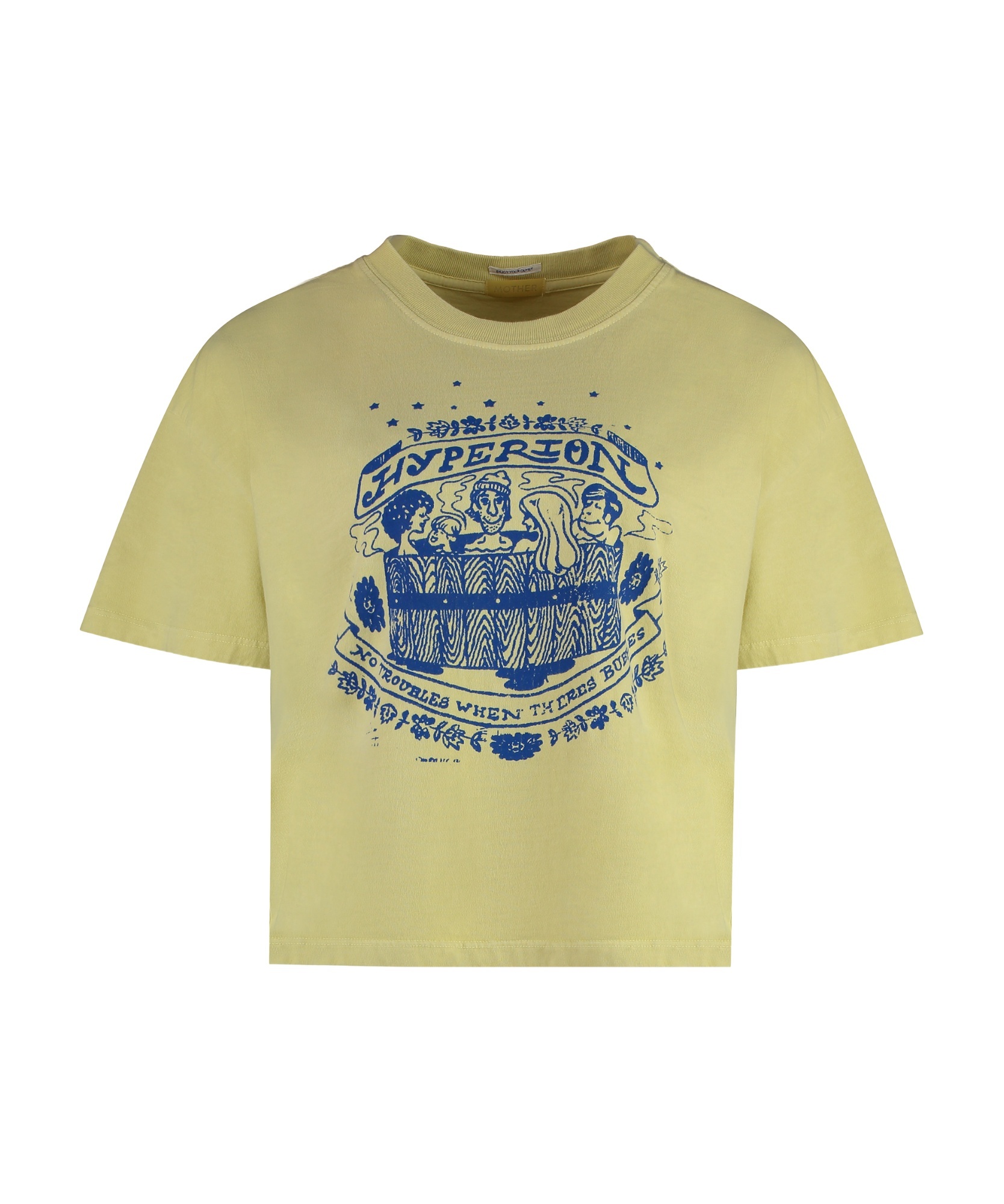 Mother Cotton Crew-neck T-shirt With Graphic Print In Yellow
