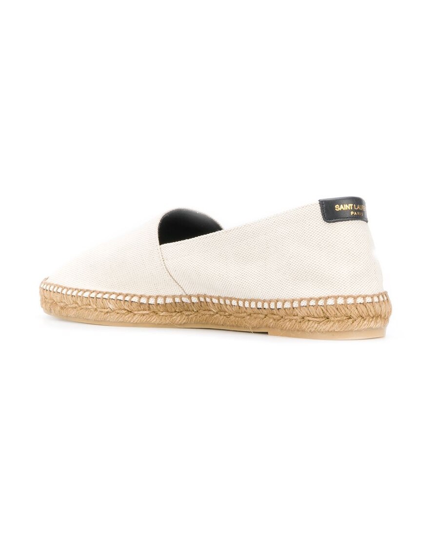Saint Laurent Espadrille Ecru With Embossed Leather Detailing In White
