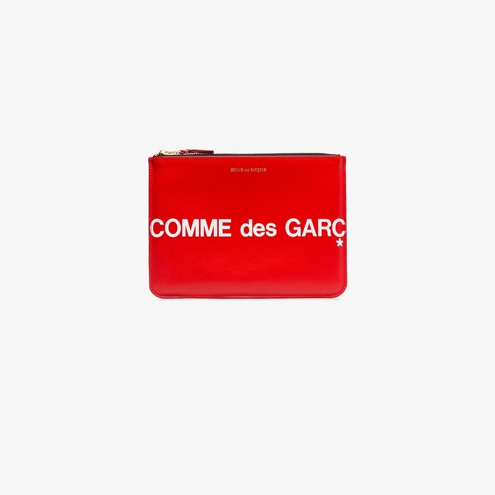 COMME DES GARÇONS LOGO-PRINT LEATHER CLUTCH BAG