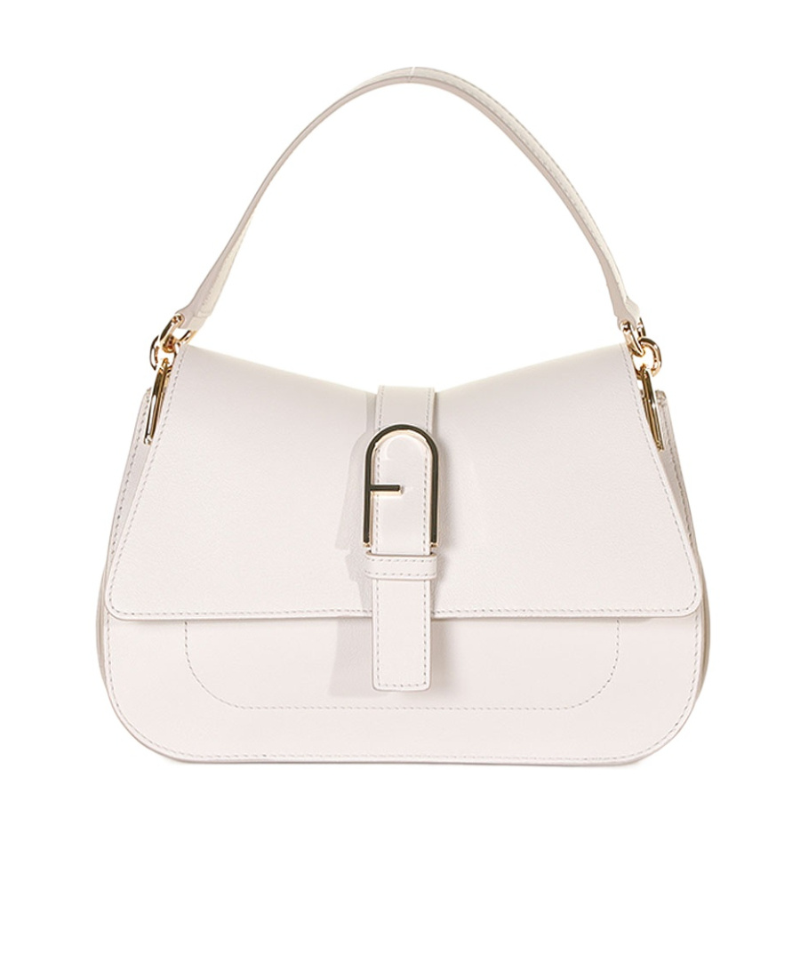 Furla Logo-buckle Leather Shoulder Bag In White