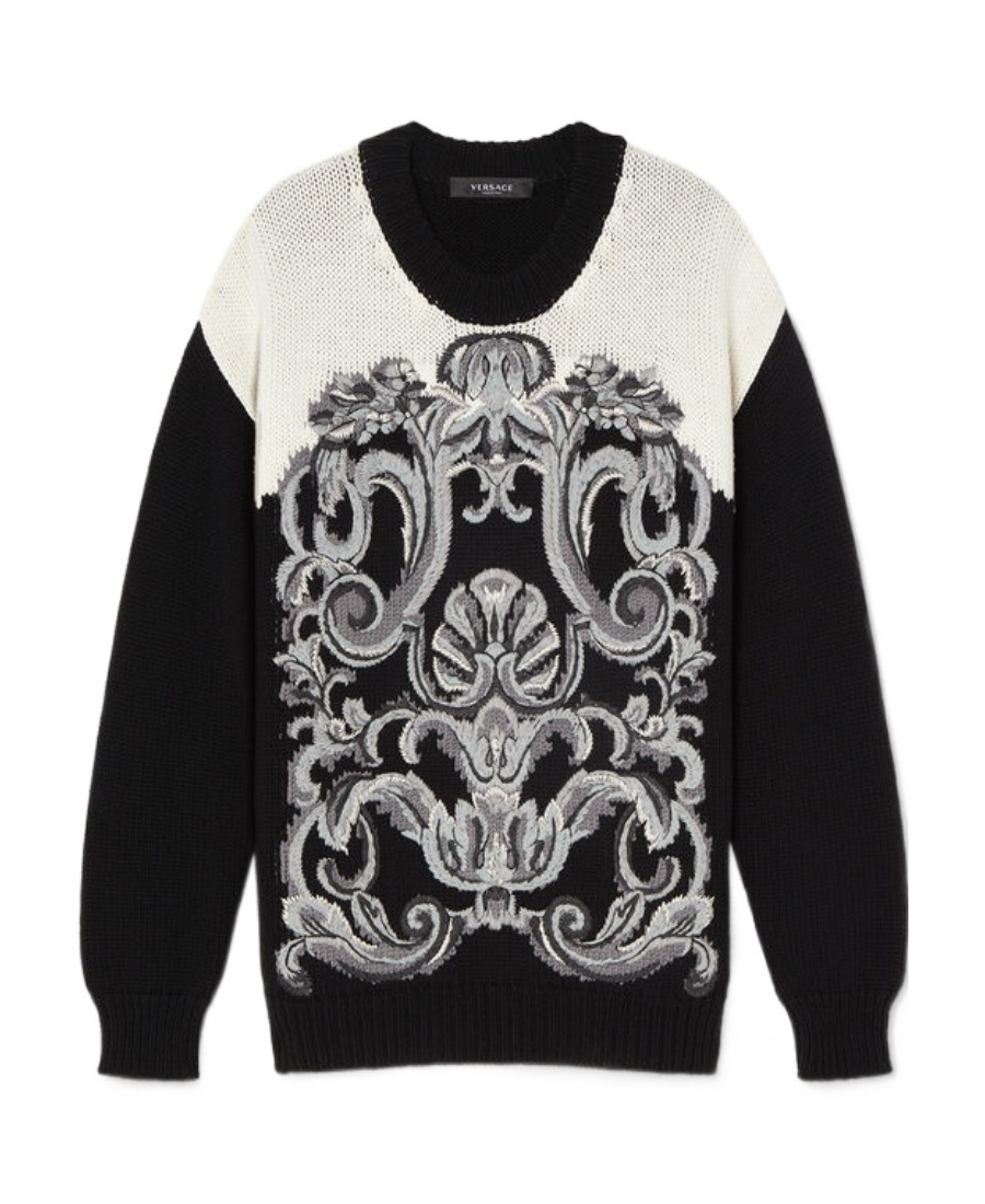 VERSACE BAROCCO INTARSIA-KNIT JUMPER