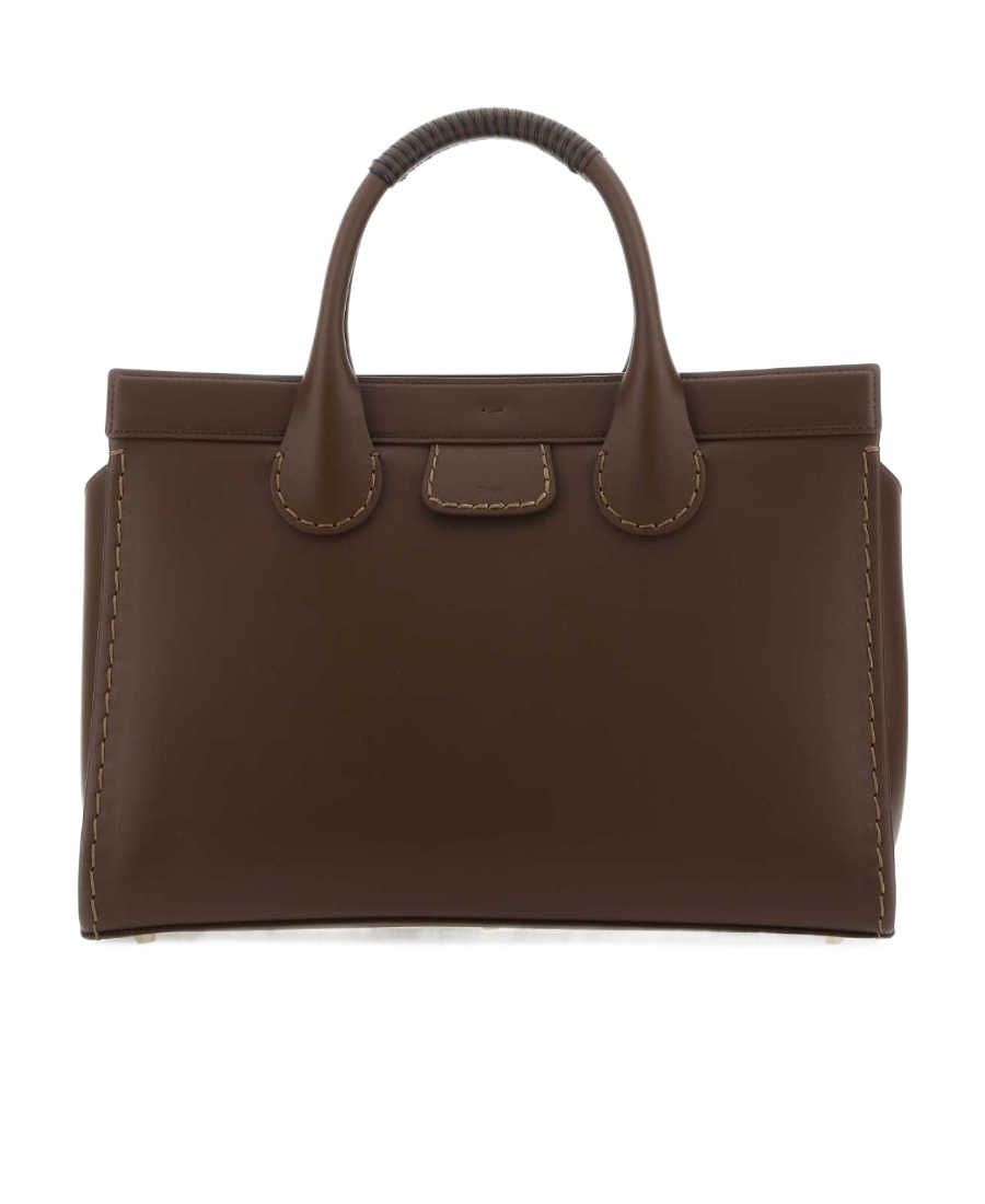 Chloé Structured Twin Handle Bag With Contrast Stitching In Green