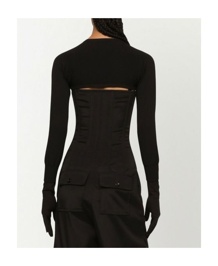 Dolce & Gabbana Black Black Cropped Cardigan In Black