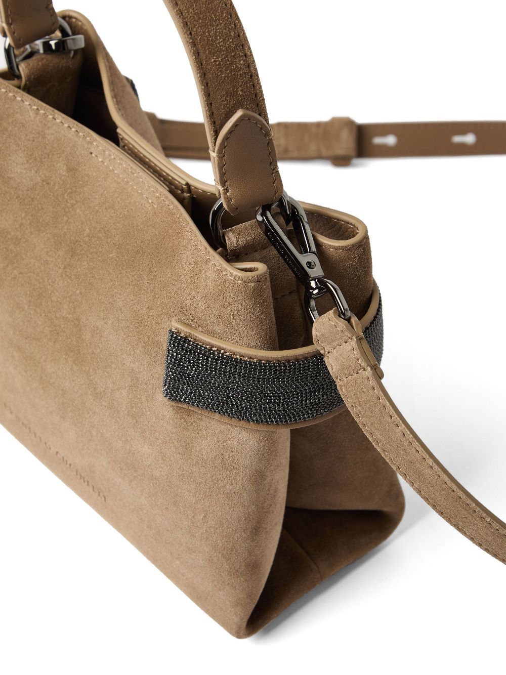 BRUNELLO CUCINELLI SEQUIN-EMBELLISHED LEATHER TOTE BAG
