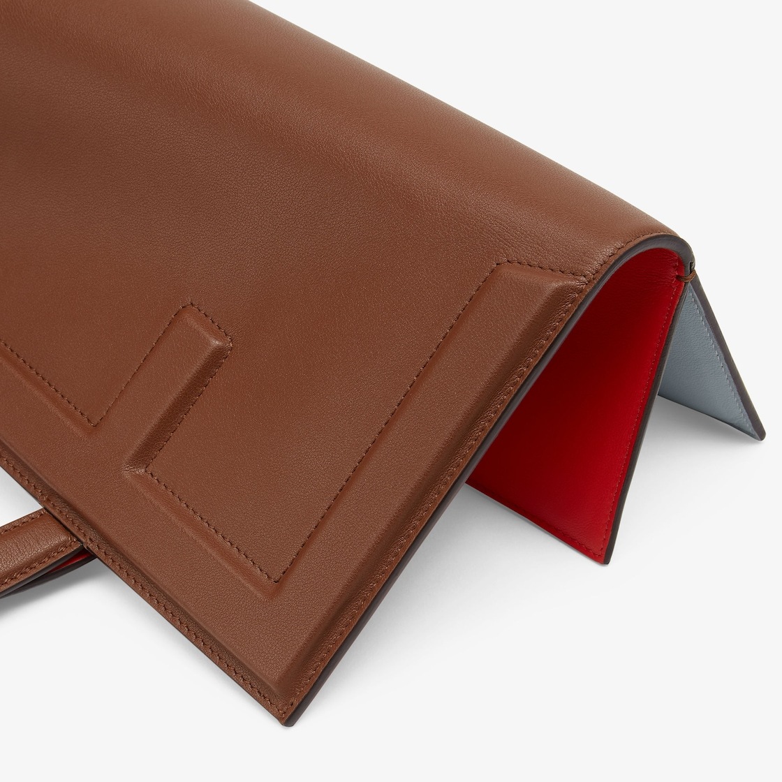 Fendi Leather Tote Medium Colour-block Design In Red