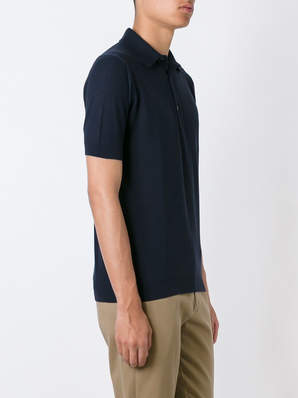 John Smedley Navy Roth Pique Polo Shirt In Black