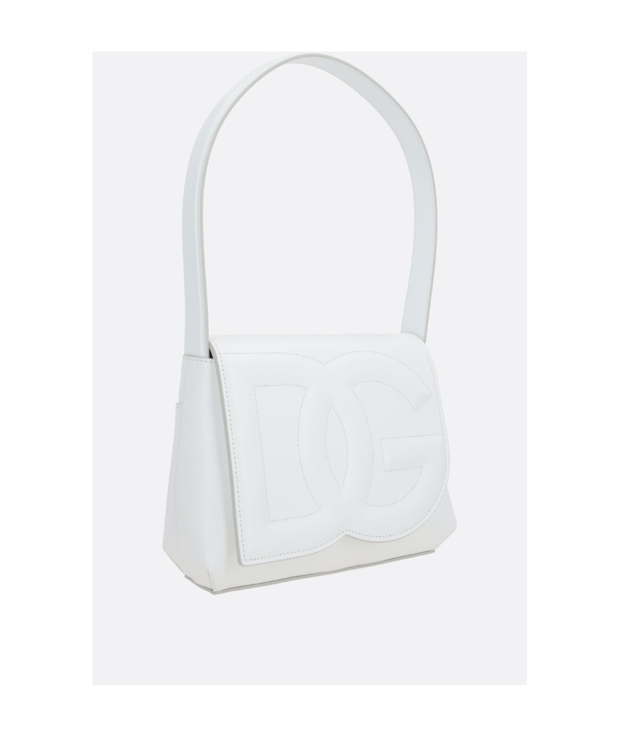 Dolce & Gabbana Logo-embossed Leather Shoulder Bag In White