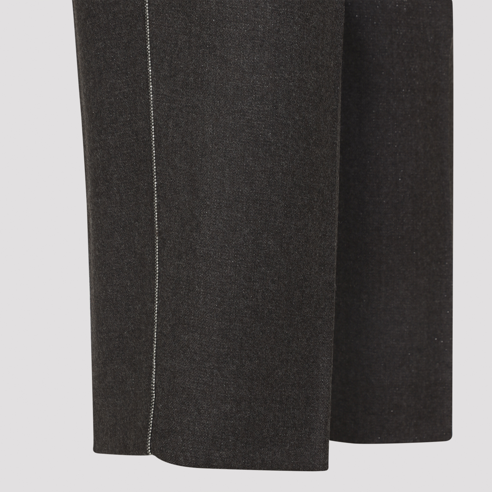 Peserico Straight-leg Brown Virgin Wool Pants With Lurex Details In Black