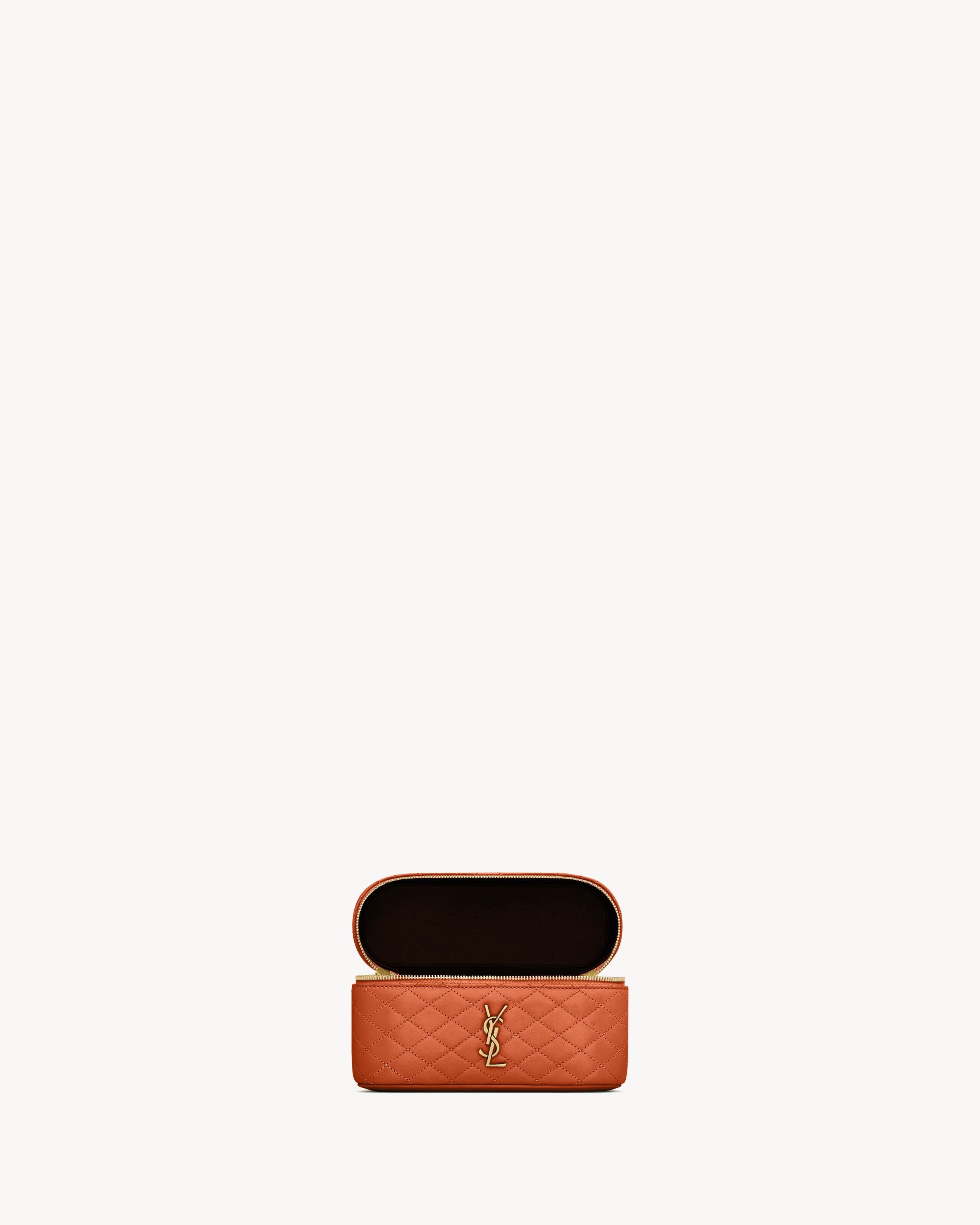 Saint Laurent Gaby Vanity Bag In Lambskin In Brown
