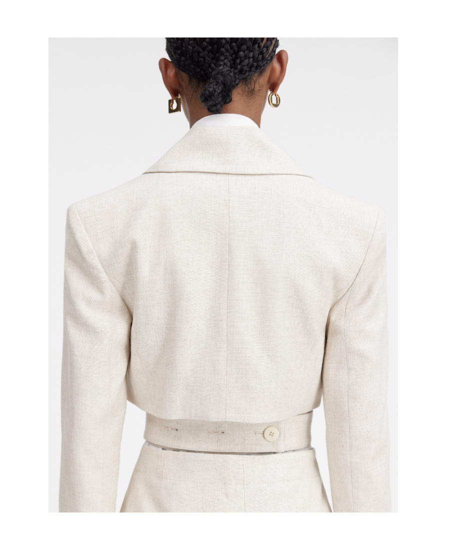Jacquemus Bari Cutout Woven Mini Dress In White