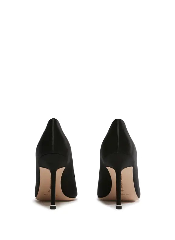 Manolo Blahnik Hangisi 70 Crystal Buckle Satin Pumps In Black
