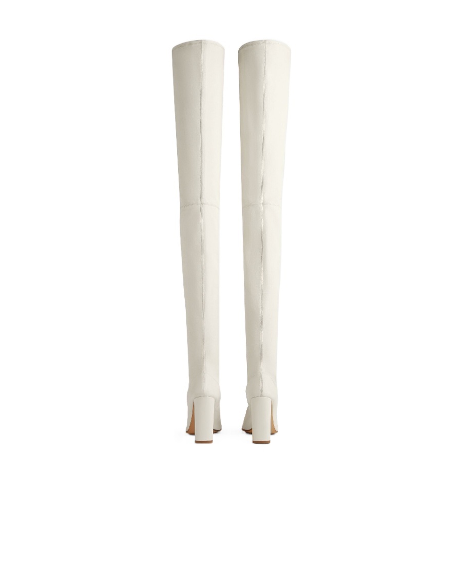Bottega Veneta High-heeled Knee-high Boots In White