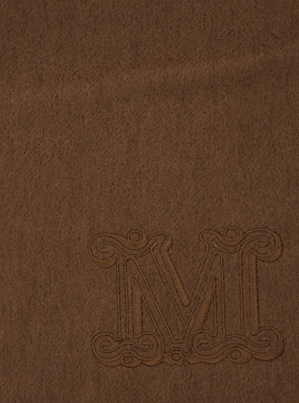 Max Mara Brown Logo Embroidery Rectangular Scarf