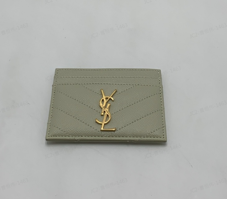 Saint Laurent Cassandre Card Holder In Gray