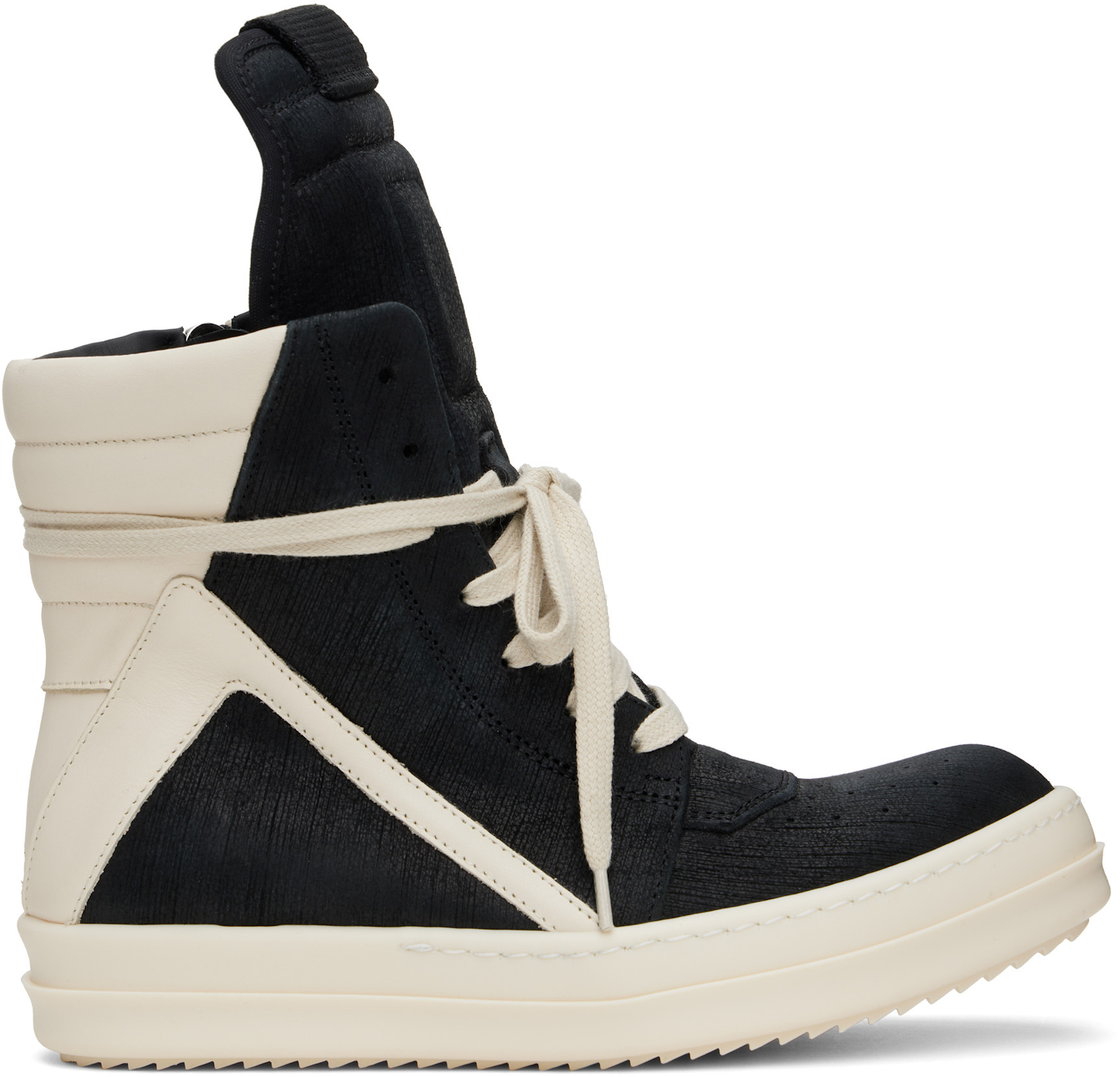 Rick Owens Geobasket Lace-up Leather High-top Trainers In Black