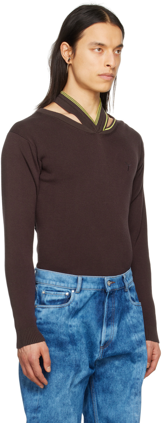 Y/project Embroidered Long-sleeved Sweater In Black