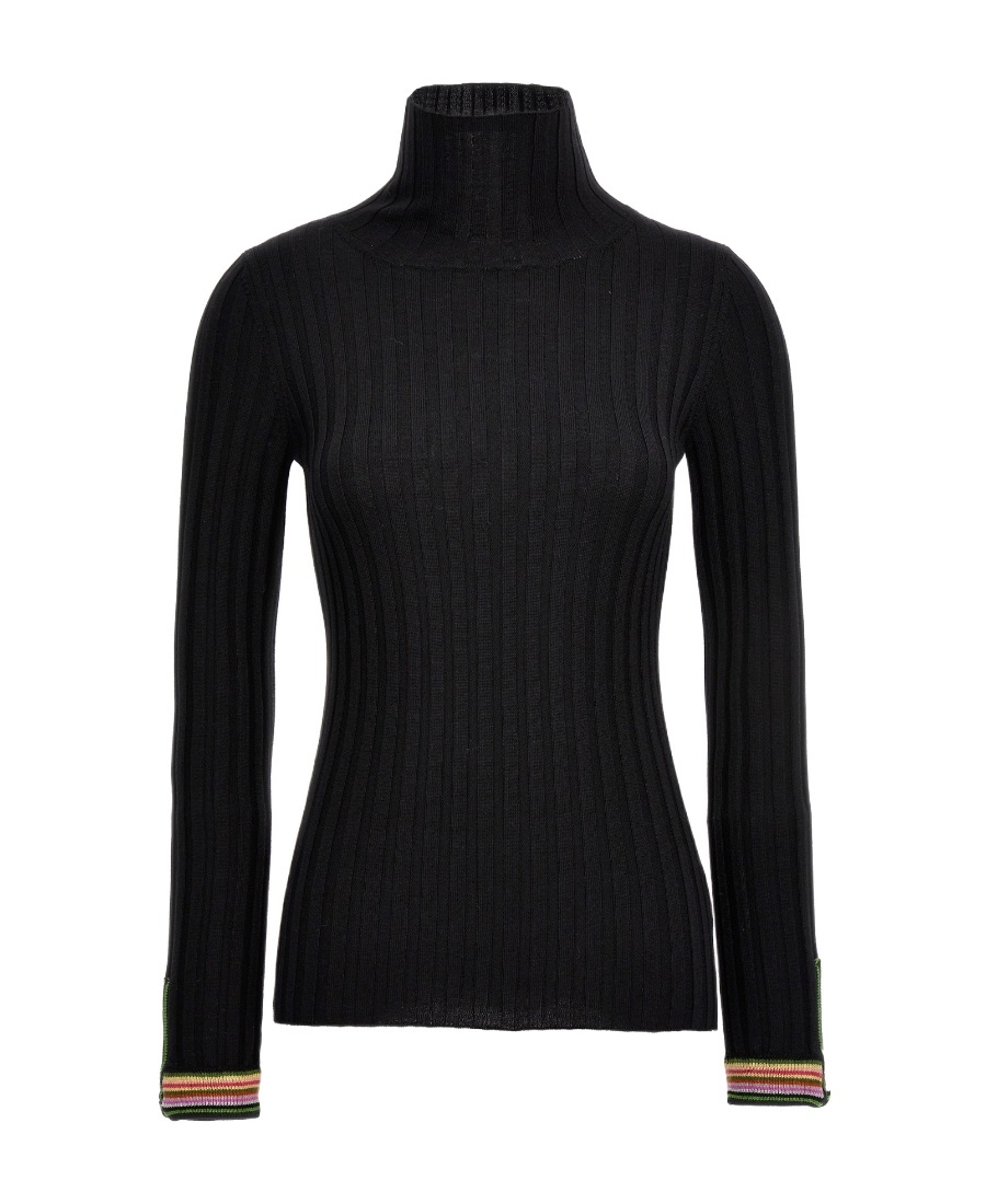 Shop Etro Striped-edge Wool Jumper In Black