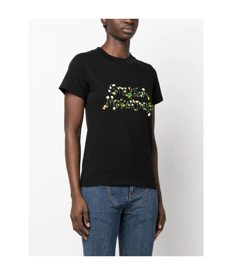 Stella Mccartney Dandelion Logo-print T-shirt In Black