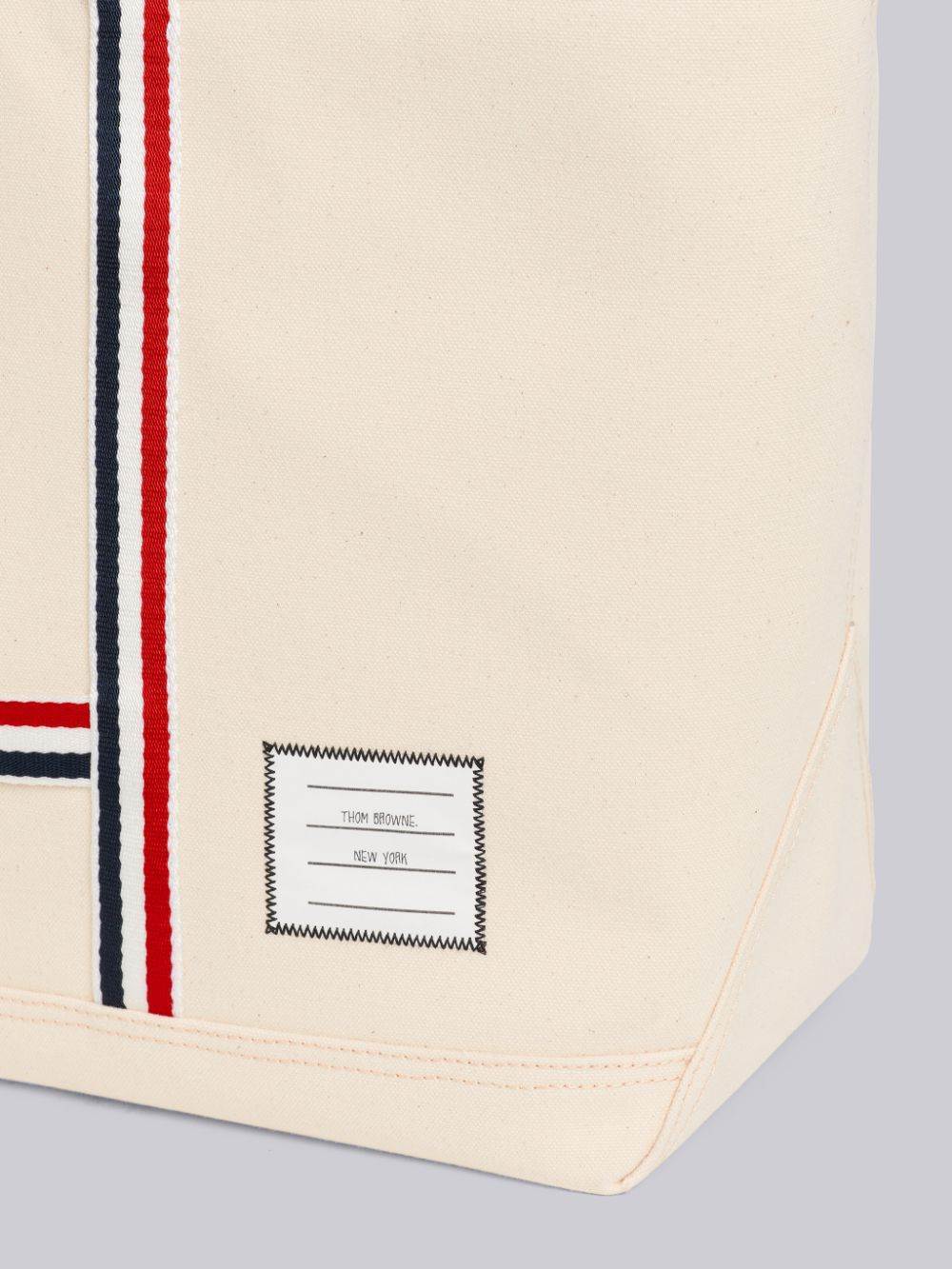 Thom Browne Off White Mens Double Face Canvas Medium Tool Tote Bag In White