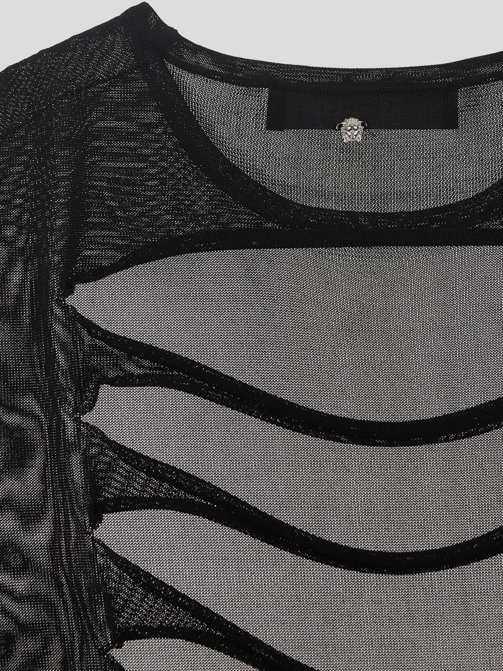 Versace Slashed Knit Jumper In Black