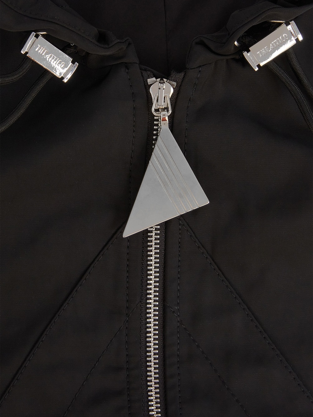 Attico Oversized Black Hooded Bomber Jacket In Black