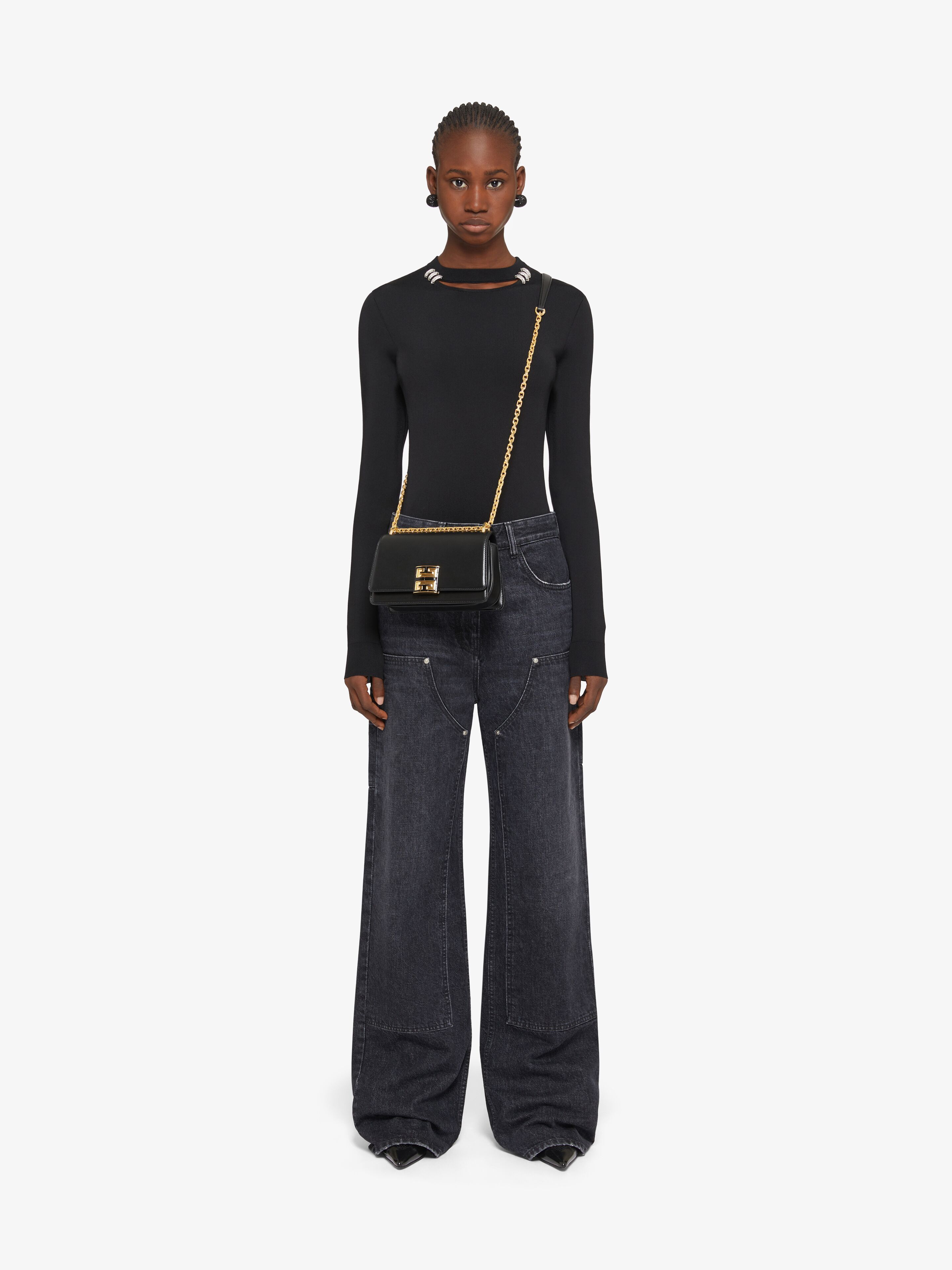 Givenchy Small 4g Leather Crossbody Bag In Black