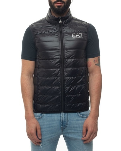 Ea7 Sleeveless Zip Up Jacket In Black