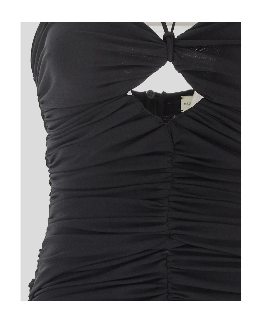 Magda Butrym Ruched Cutout Stretch-jersey Halterneck Mini Dress In Black