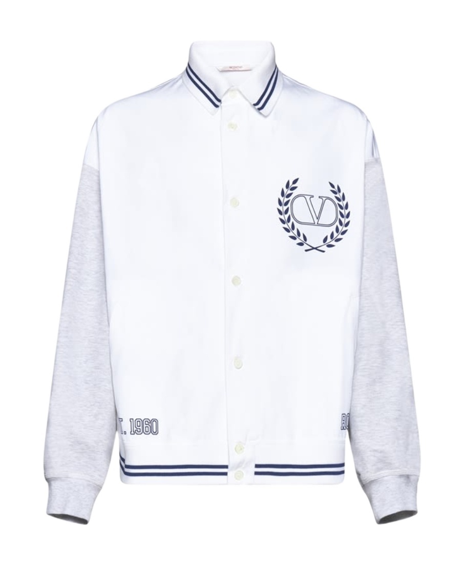 Valentino Vlogo Bomber Jacket In White
