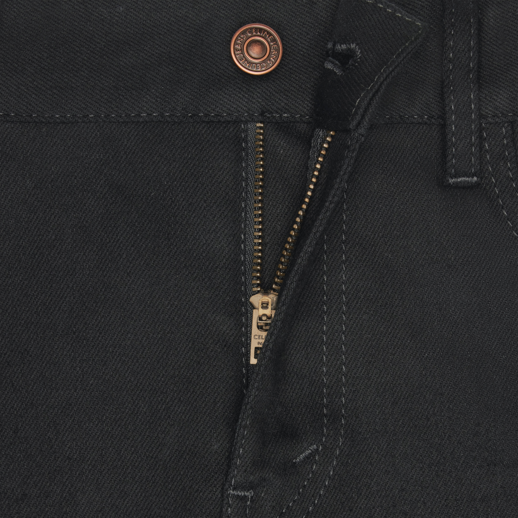Celine Belt Ring Denim Trousers In Black
