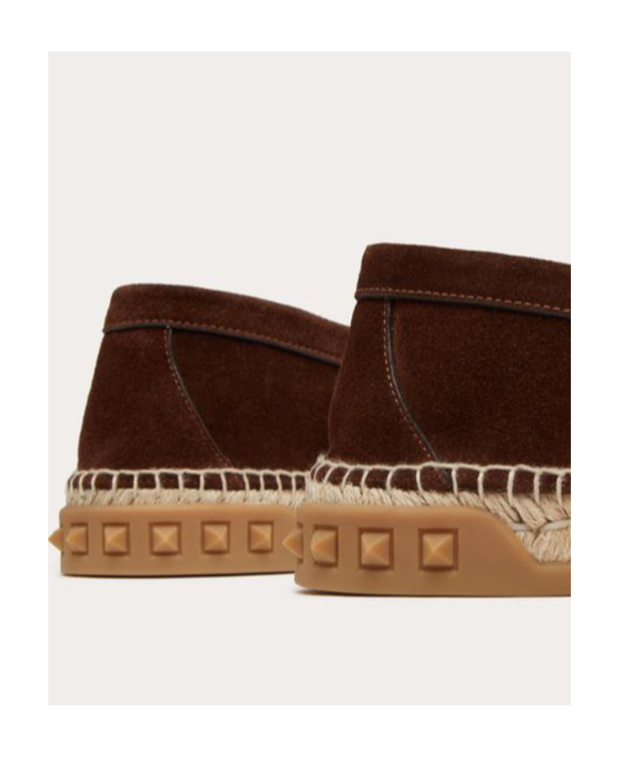 Valentino Leisure Flows Vlogo Suede Espadrilles In Brown
