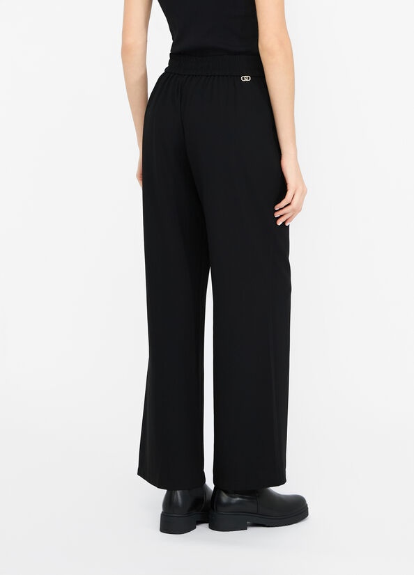 Liu •jo Elastic Waist Casual Pants In Black