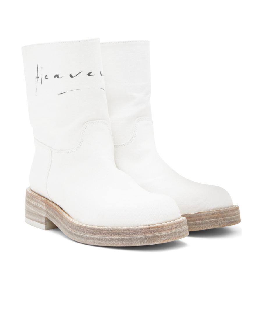 Ann Demeulemeester Logo Splicing Design Short Boots In White