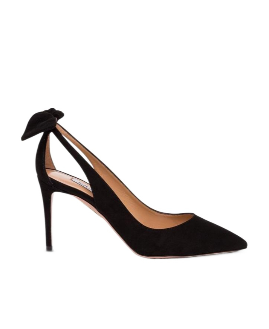 Aquazzura Bow Tie 105mm Leather Pumps In Black