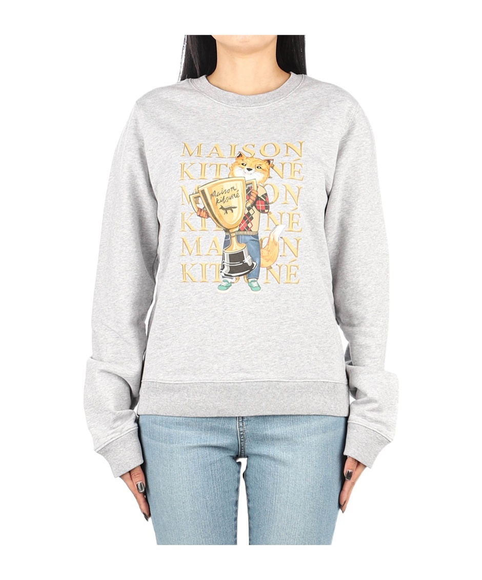 Shop Maison Kitsuné Round Neck Sweater In White