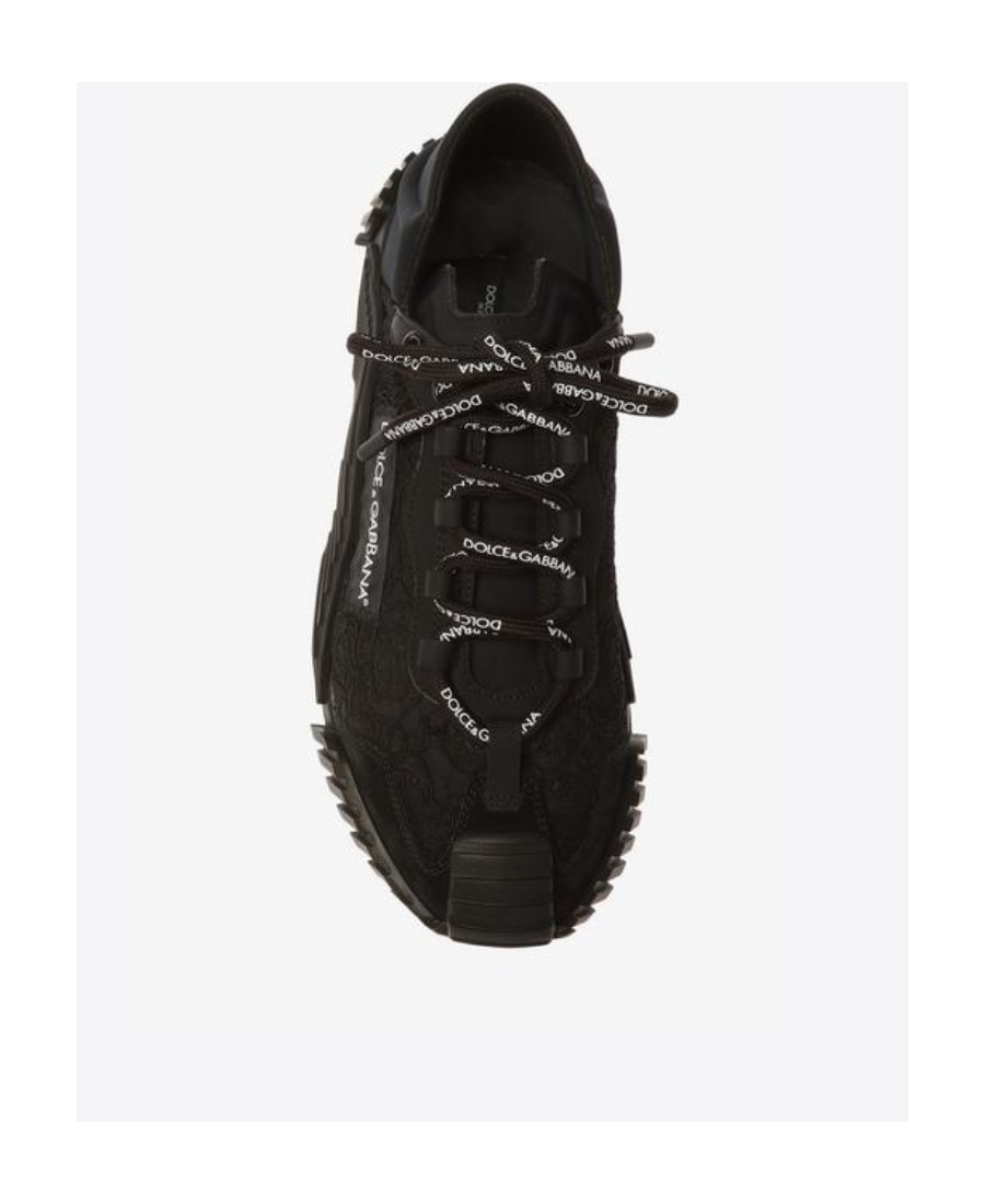 Dolce & Gabbana Ns1 Lace-up Canvas Sneakers With Lace Detail In Black