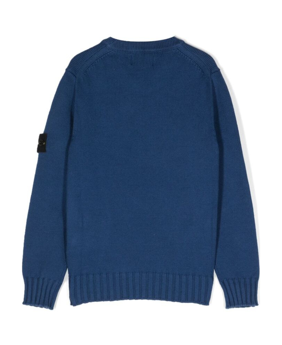 Stone Island Compass-logo Cotton-blend Jumper In Blue