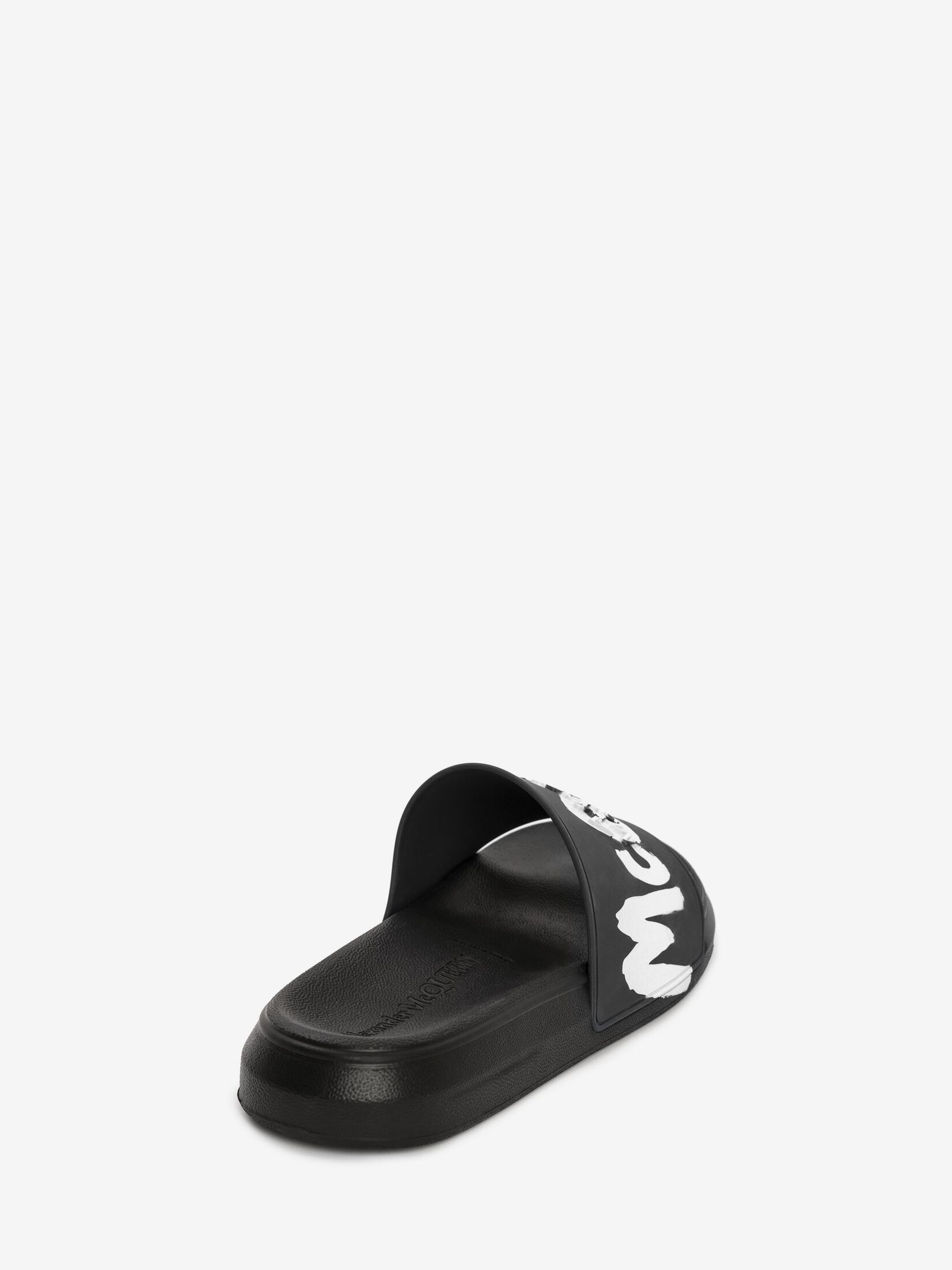 ALEXANDER MCQUEEN LOGO-PRINT OPEN TOE SLIDES