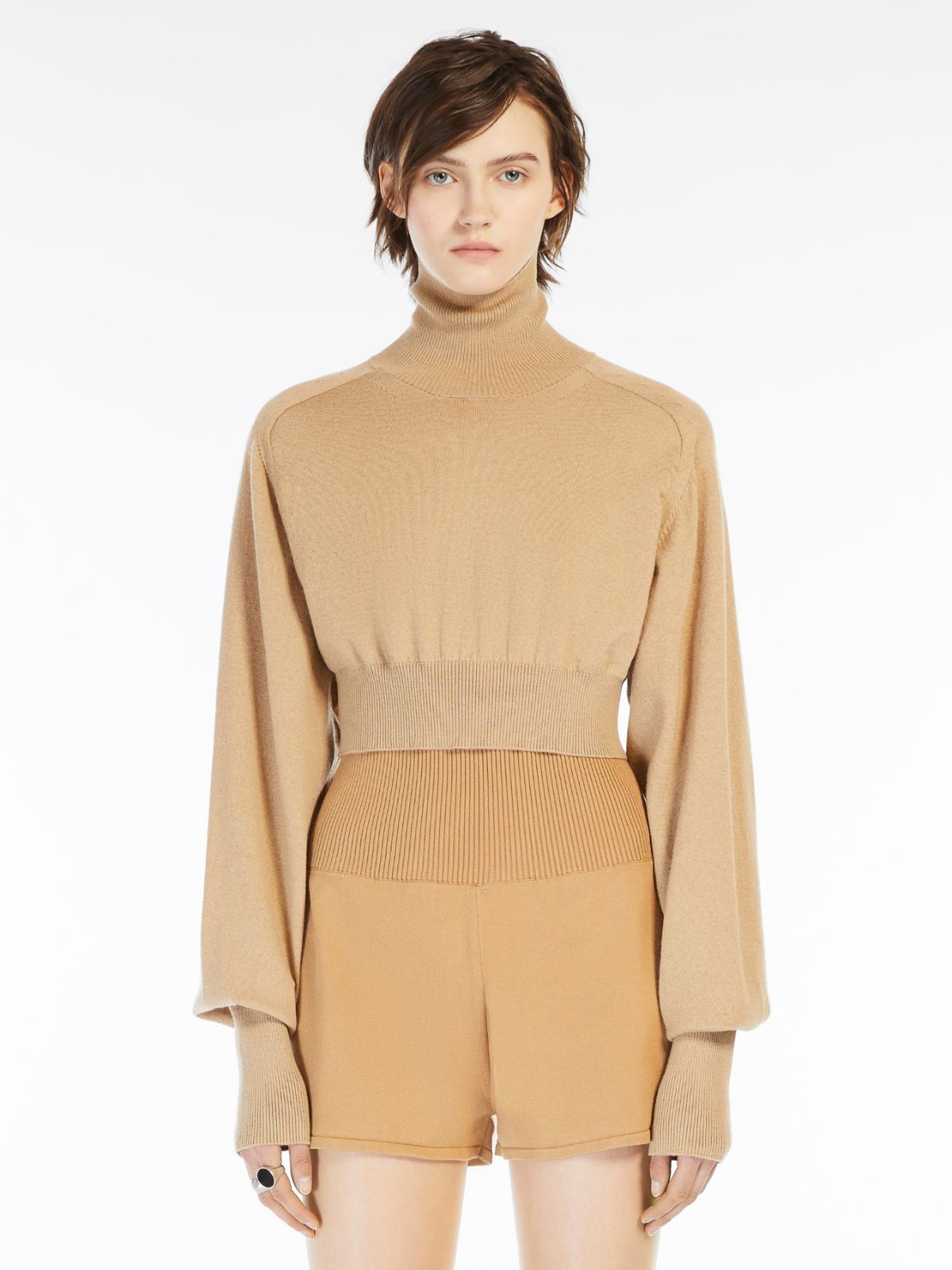 Sportmax Maglia Ululato A Lupetto Cropped In Nude