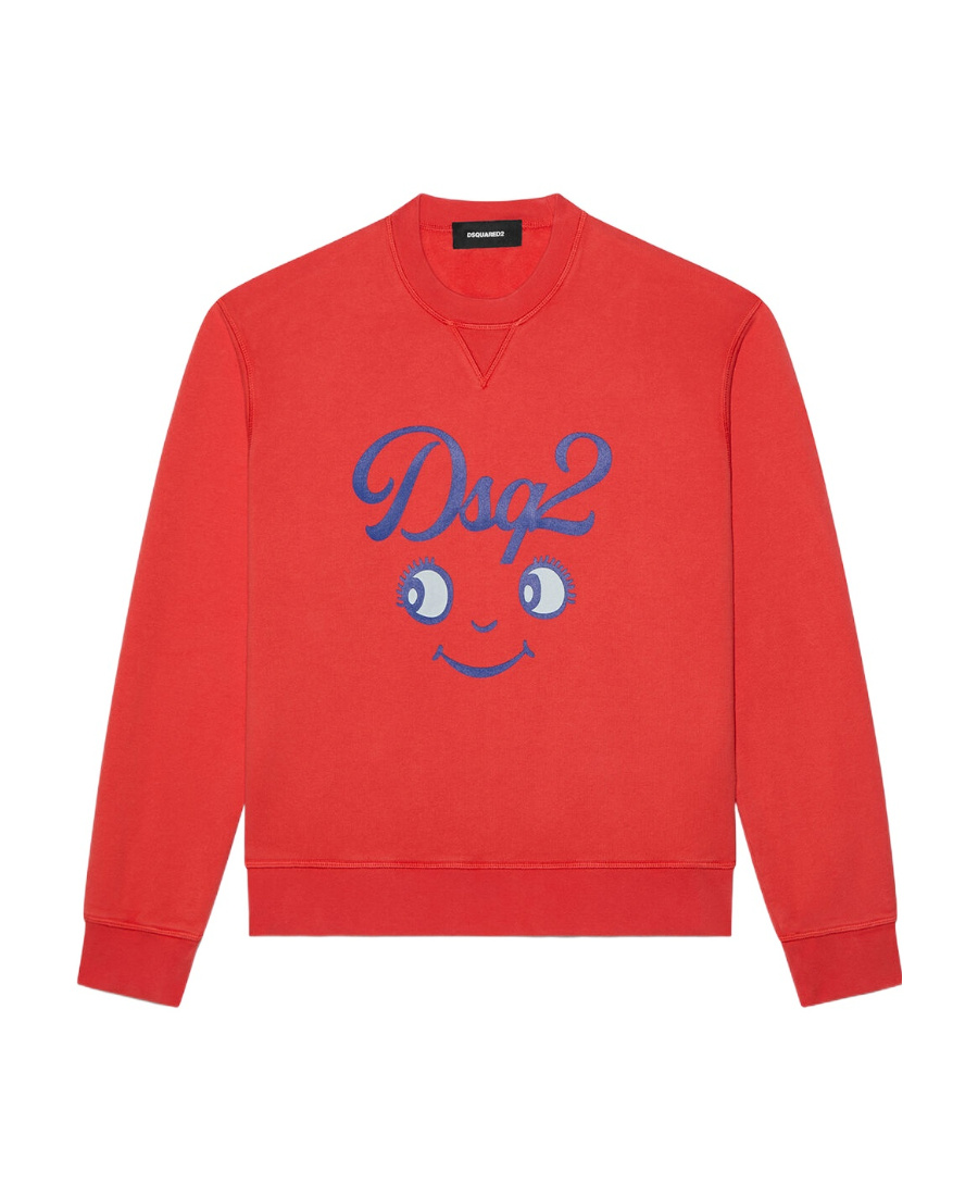 Dsquared2 Round Collar Long Sleeve Sweater In Red