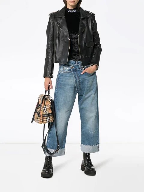 R13 Middle Waist Loose Cross Cut Jeans In Gray