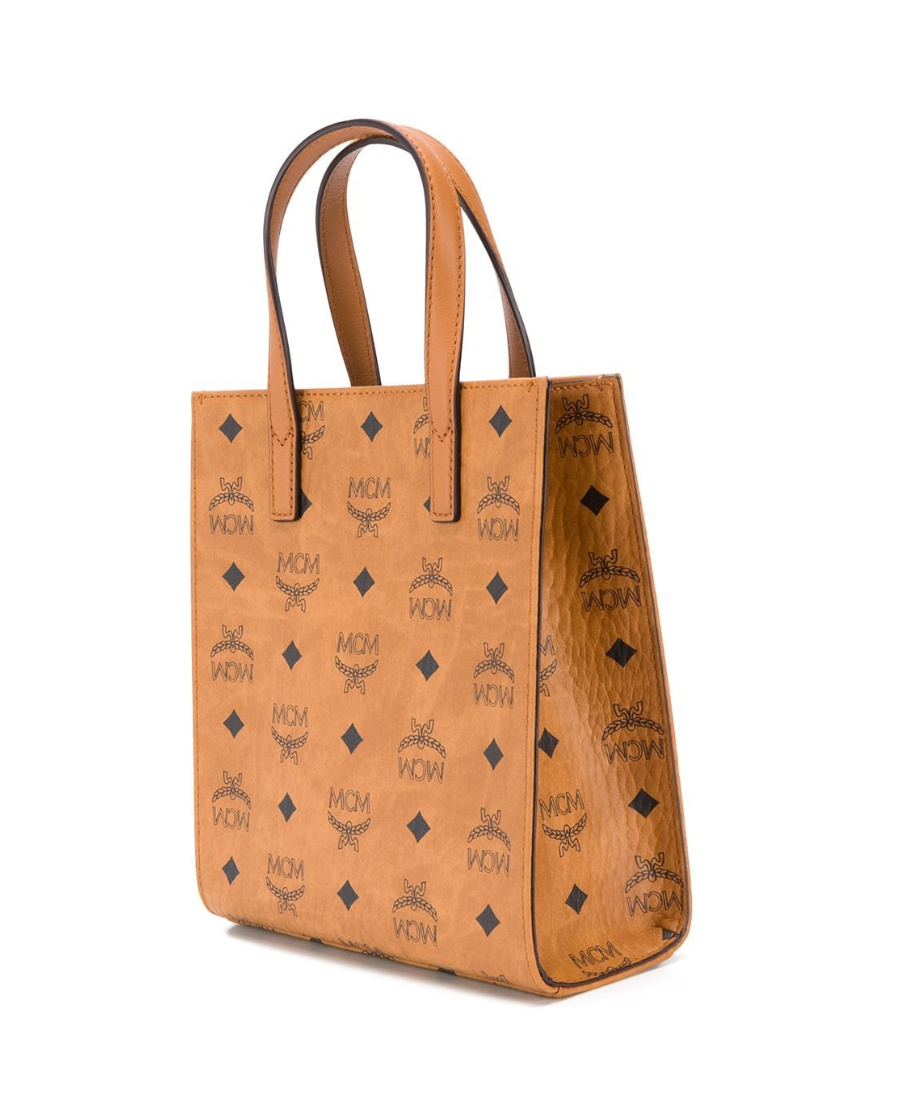 Mcm Women Printed Canvas Small Aren Shopping Bag In Brown